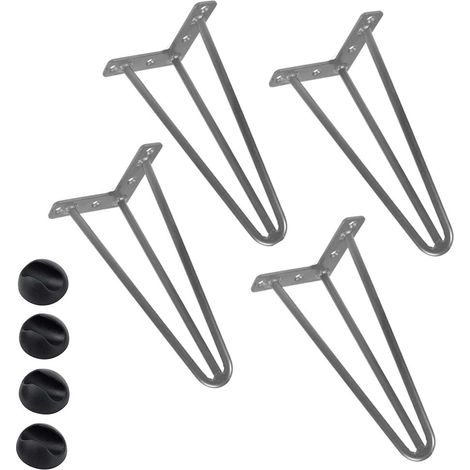 4x Gambe Piedi Tavolo Tavolino Mobili Sgabello 36cm Metallo Design Moderno Grigi