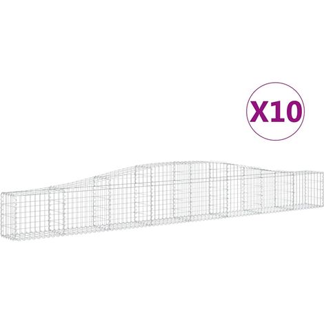 Paniers à gabions arqués 10 pcs  Mur en gabion 400x30x40/60 cm Fer galvanisé