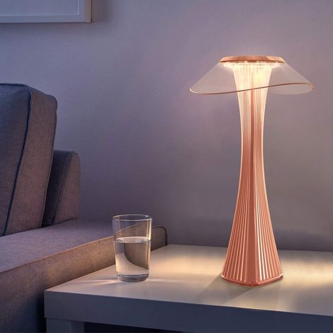 ZMH – Lampe de chevet tactile rechargeable LED dimmable – Titane – USB sans fil 3W – Éclairage or rose pour bureau et table