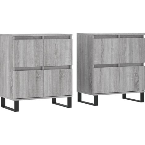 Credenza buffet cassettiera mobile contenitore organizer cucina soggiorno soggiorni set da 2 sonoma pannelli in MDF grigio 020036977