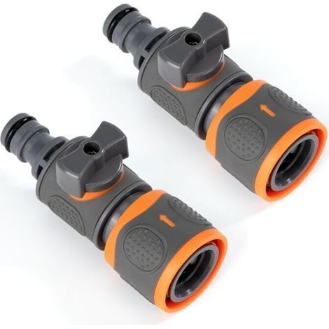 Vanne de Régulation. 2 Pièces Connecteur de Raccord Tuyau D'arrosage. Soupape D'arrêt Raccords Rapide Adaptateur Robinet Valve Switch Arrosage de Jardin Pelouses (1/4)