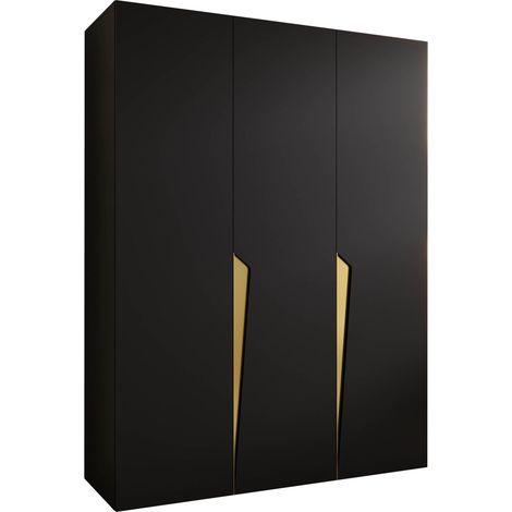 Armoire Hartford 604, Noir, 202x150x52cm, Portes d'armoire: Avec des charnières, Nombre d'étagères: 0 (1/5)