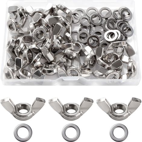 APEX 30 Pièces M6 Écrou Papillon, Écrous À Oreilles en Acier Inoxydable, d'Écrous Papillon Métriques à Main, avec 30 Pièces Rondelles Plates, pour Outils de Bricolage (1/5)