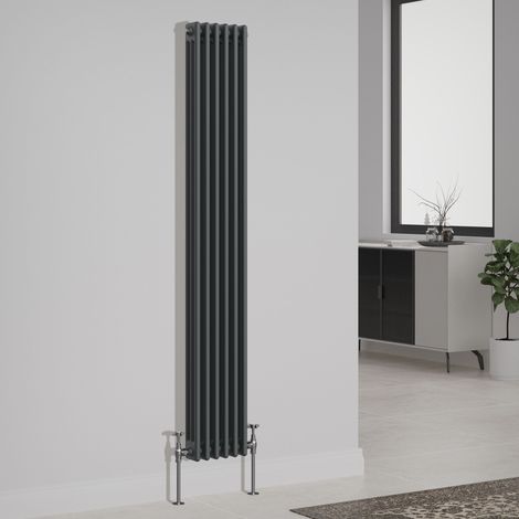Traditional Cast Iron Style Radiator 1800x292mm Vertical 3 Column Anthracite (1/5)