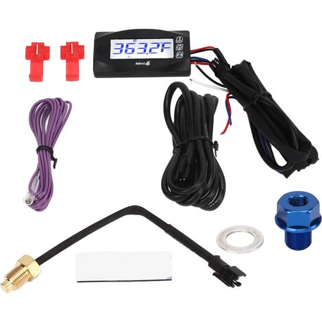 4 en 1 moto thermomètre LCD numérique température de l'huile temps tension vitesse affichage mètre DC12V M14x1.25 (1/5)
