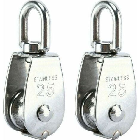 UlisemHeberolle, 304 Edelstahl Einzelrolle M25 Einzelrolle Tragkraft 150kg, 2er-Pack (1/4)