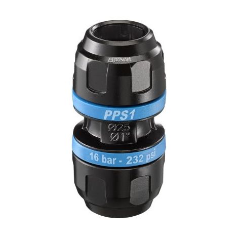 Prevost – Raccord égal en aluminium 20mm – Pression 16bar – Pour tube de 20mm – Température -20°C à 60°C – Raccord pour compresseur