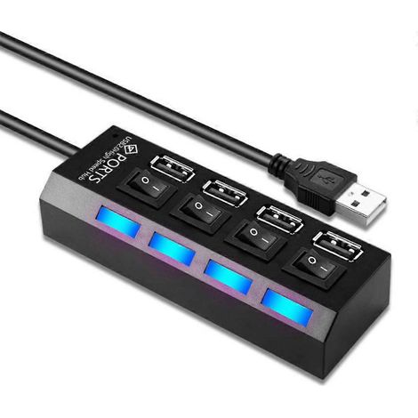 Hub USB 2.0 à 4 ports avec voyants LED, multi-ports USB pour PC Windows (1/4)