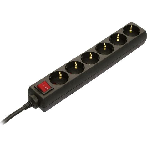 Rallonge multiprise H05VVF 3G1,5 avec 6 prises Noir 1,4 m