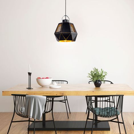 Retro Design Decken Pendel Leuchte Wohn Zimmer Beleuchtung Hänge Lampe schwarz gold Globo 15309H