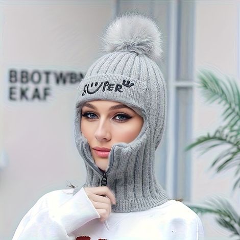 Cache-cou chaud, cagoule, demi-cache-visage pour le ski et le vélo, bonnet chaud pour sports d'hiver pour femmes et filles (1/5)