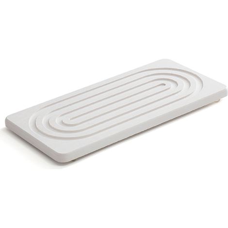 Lot de 2 plateaux de séchage en pierre absorbante pour évier, diatomite, pour robinet de cuisine, plan de travail, plantes, blanc (1/5)
