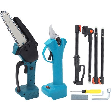 Decdeal Ensemble de sécateurs électriques et Mini tronçonneuse, outils électriques de jardin sans fil avec rallonge pour BL1820 BL1830 BL1840 (1/5)