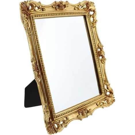 Miroir Décoratif Forme Carrée pour Fille Miroir De Maquillage Style Vintage avec Motifs Sculptés pour Maison (1/5)