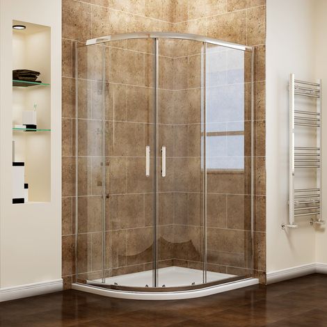 ELEGANT 900x800mm Quadrant Sliding Door Reversible Shower Enclosure 6mm Easy Clean Glass (1/5)