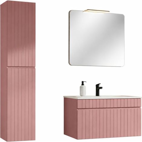 Set bagno ICON: mobile sottolavabo 80cm + lavabo da incasso + specchio + lampada LED + colonna