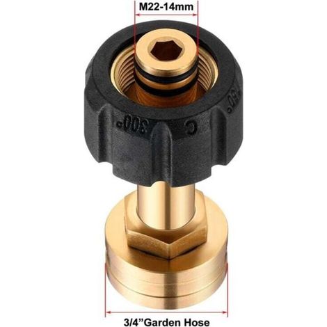 Adaptateur de Tuyau d'Arrosage Femelle M22 14mm vers 3 4 Pouce pour Nettoyeur Haute Pression (1/3)