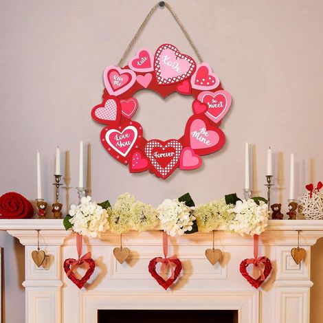 Pendentif Coeur En Bois - Décoration Murale Rustique Pour Salon Porte Étagère - Idéal Pour Saint-Valentin Anniversaire - 1 Pièce (1/5)
