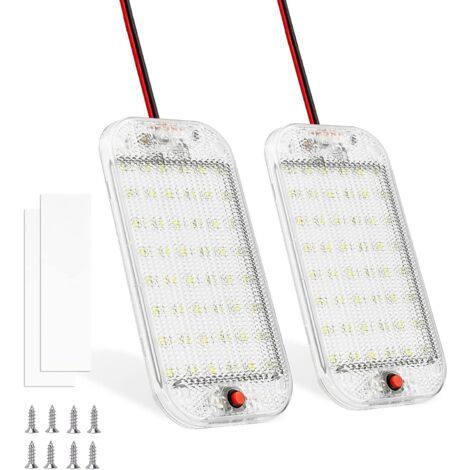 MERTTURM 48LED Voiture Interieur, Lumière Blanche Super Brillant Barre LED DC12v-85V 800LM avec Interrupteur on/Off, Plafonnier LED Camping Car Universel pour Camion/Bateau/Van/Caravane(2 Pièces) (1/5)