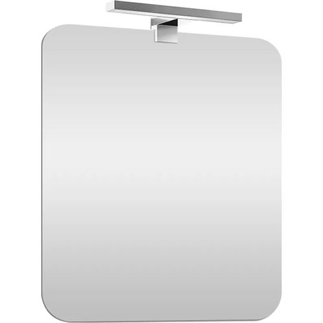 Specchio bagno 70x90 cm reversibile con angoli tondi e luce LED fredda (1/5)