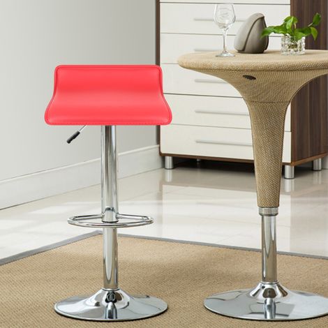 8 X Tabouret de Bar en Similicuir et Acier chromé, Tabouret Réglable et Rotatif, Rouge (1/4)