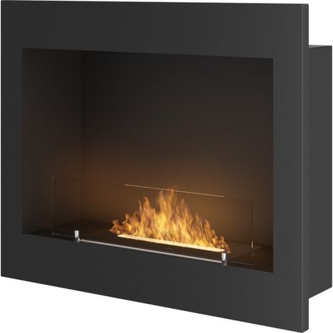 Caminetto a Bioetanolo Frame 600 nero opaco da incasso a parete senza vetro