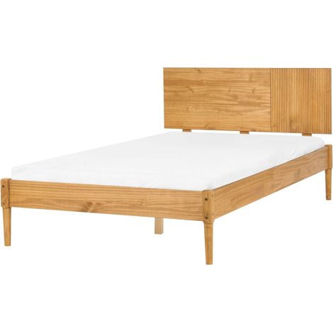 Lit Scandinave en Bois de Pin 120 x 200 cm Sommier à Lattes Marron Clair Flavignac (1/5)