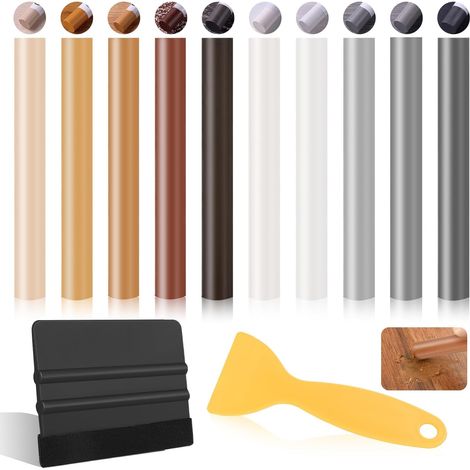 Bâtons de remplissage de cire pour réparation de bois, kit de réparation de meubles avec raclette, bâtons de remplissage de bois, kit de réparation de rayures de bois, kit de réparation de sols (1/5)