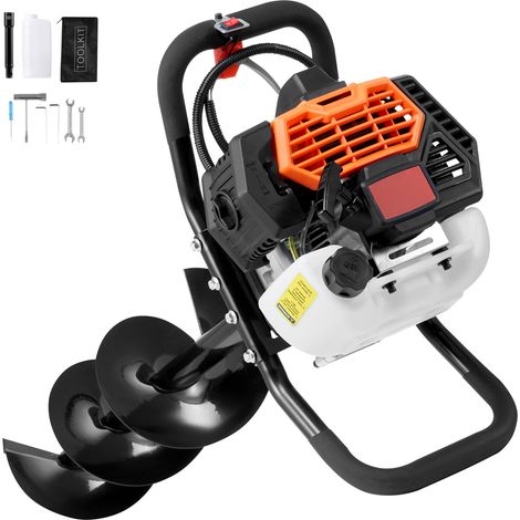 Mophorn Gas Post Hole Digger 52CC 1450W mit 8" Bohrer-1 Verlängerungsstab, Orange+Schwarz