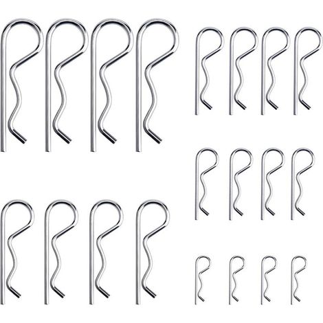 Kit d'assortiment 20 Pièces R Clips Goupilles de Retenue, Goupilles d'attelage à Goupille Fendue Robuste Plaqué Zinc M1.2-M3.5 pour Systèmes de Verrouillage de Camion de Remorquage (1/5)