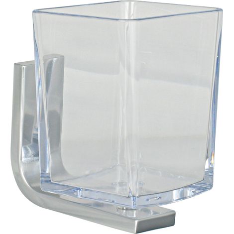 Verre polycarbonate MATERIA en aluminium brillant éloxé chromé - 10 x 8 x h11 cm - avec adhésif 3M