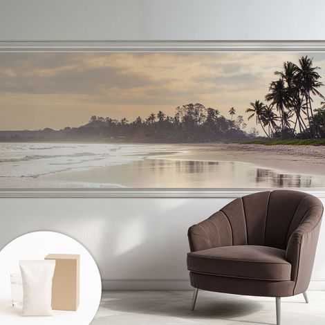 Tapete Vliestapete mit Kleber für Wohnzimmer Schlafzimmer Küche - Wanddekoration Strandmorgen 250x104 cm (1/5)