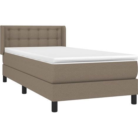 vidaXL Sommier à lattes de lit avec matelas Taupe 90x190 cm Tissu (1/5)