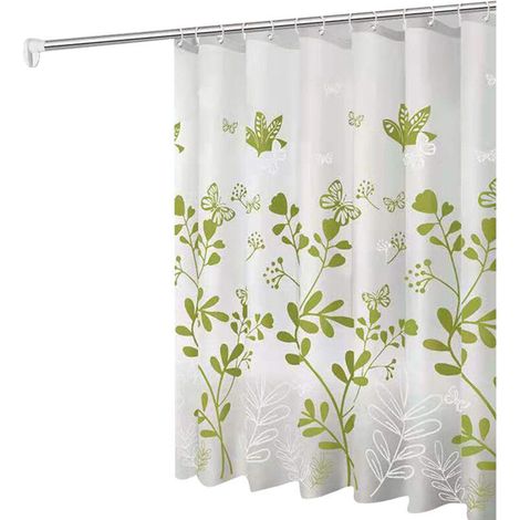 Rideau de Douche Large en Polyester Imperméable - Imprimé Vagues/Plage - avec Doublure et 12 Crochets Blancs - Plusieurs Tailles Disponibles