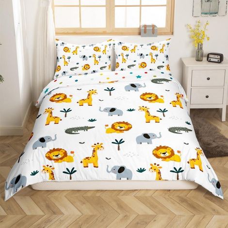Ensemble de literie 155x220cm avec animaux de la savane, microfibre, pour enfants