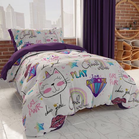 Parure de Lit Enfant, Protege Couette, Housse de Couette 150 x 200, Housse de Couette Simple pour Fille, Chambre d'enfant, 100% Fabriqué en Italie (1/3)