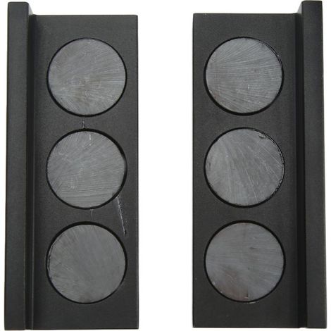 Lot de 2 mâchoires d'étau en acier et aluminium, magnétiques, haute performance, surface rainurée, multi-usages pour tous les étaux. (1/5)