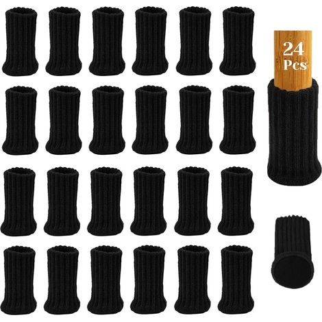 24 pièces de chaussettes en feutre pour meubles, protège-meubles de table, protège-pieds de chaise, patins de protection, protège-sol (noir) (1/5)