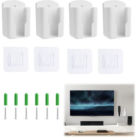 4 Pièces Support Mural,Adhésif et Vis Inclus,Télécommande Climatisation TV,Matériau ABS,Installation Facile,Maison Bureau (1/5)