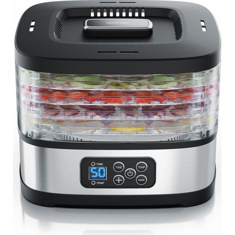 Arendo Dörrautomat mini mit Temperaturregler - Dehydrator - 5 Etagen - Timer 1 bis 72 h - 5 Einlegefächer - je Fach zwei Höhen - Food Fleisch Kräuter (1/5)