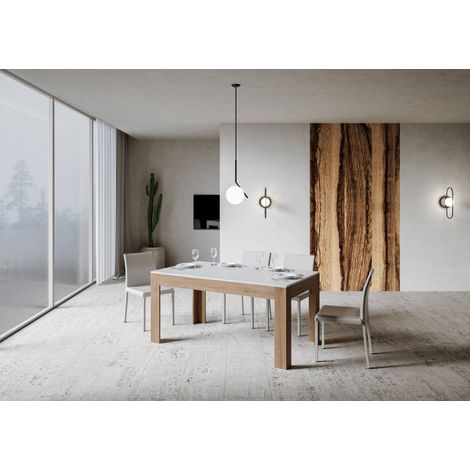 Tavolo Allungabile 160-220x90x77 cm Bibi Mix Bianco Frassino