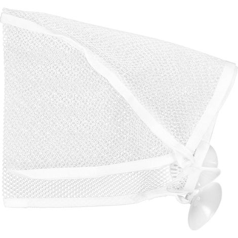 Filet de Rangement D'angle pour Jouets de Bain Bébé Ventouse, Paquet en Maille Polyester Blanc, Séchage Rapide, Bain (1/5)