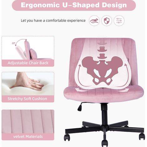 Fauteuil de travail pivotant réglable en hauteur, sans bras, roulettes silencieuses, coussin moelleux – Siège moderne en tissu élégant pour télétravail, salon ou bureau (1/4)