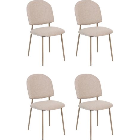 Atmosphera – Lot de 4 chaises rembourrées 84cm beige – Revêtement polyester – Structure en contreplaqué – Assise mousse 25kg/m3 – Patins de pieds inclus (1/4)