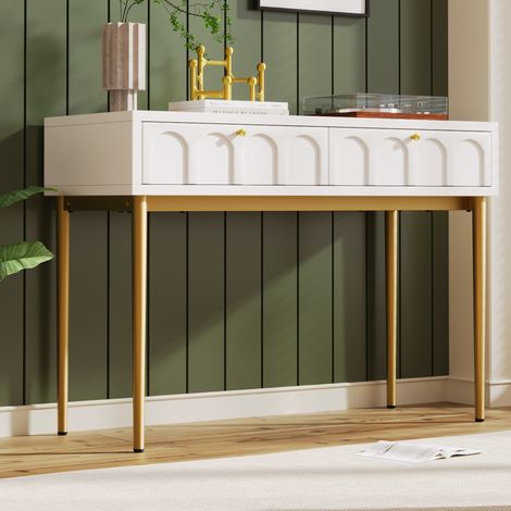 meuble rangement tiroirs creme blanc 100 cm bois metal OKMYHOME (1/5)
