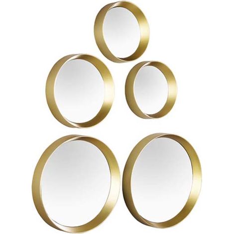 Runde Dekospiegel VIVIEN 5er SET Wandspiegel mit Rahmen in Gold (1/5)