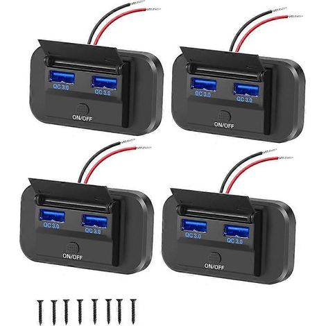 4er-Pack 36W Dual-Schnelllade-QC3.0 12V/24V USB-Buchsen für Wohnmobile, Boote, Quads und Motorräder. (1/5)
