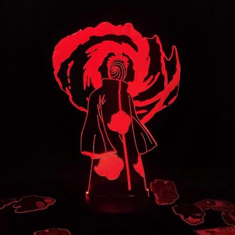 Veilleuse 3D Obito Akatsuki Tobi, figurine anime 3D, veilleuse LED à illusion d'optique, cadeau d'anniversaire, lampe à lave, décoration manga.