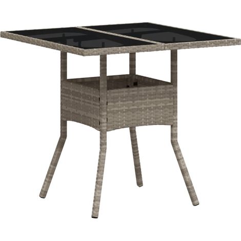 Maison Exclusive - Tavolo Giardino Piano Vetro Grigio Chiaro 80x80x75cm Polyrattan