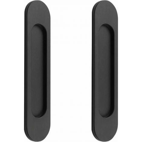 Self-adhesive oval sliding door handles in matte black aluminum alloy, 2 pieces, no drilling required for sliding doors, cabinet windows 148cm (1/5)